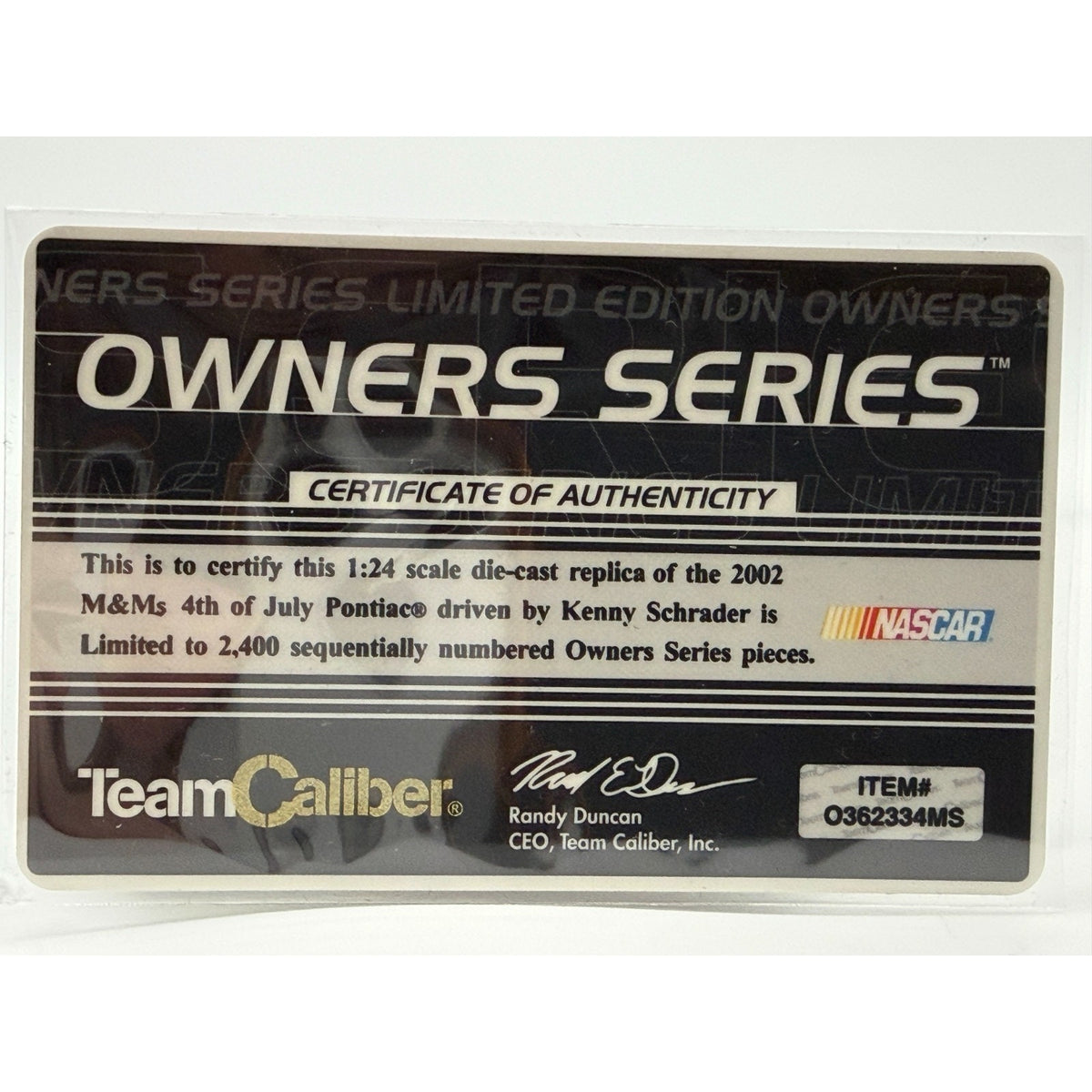 Ken Schrader #36 M&M's 4th of July 2002 Team Caliber 1/2400 DIN 701