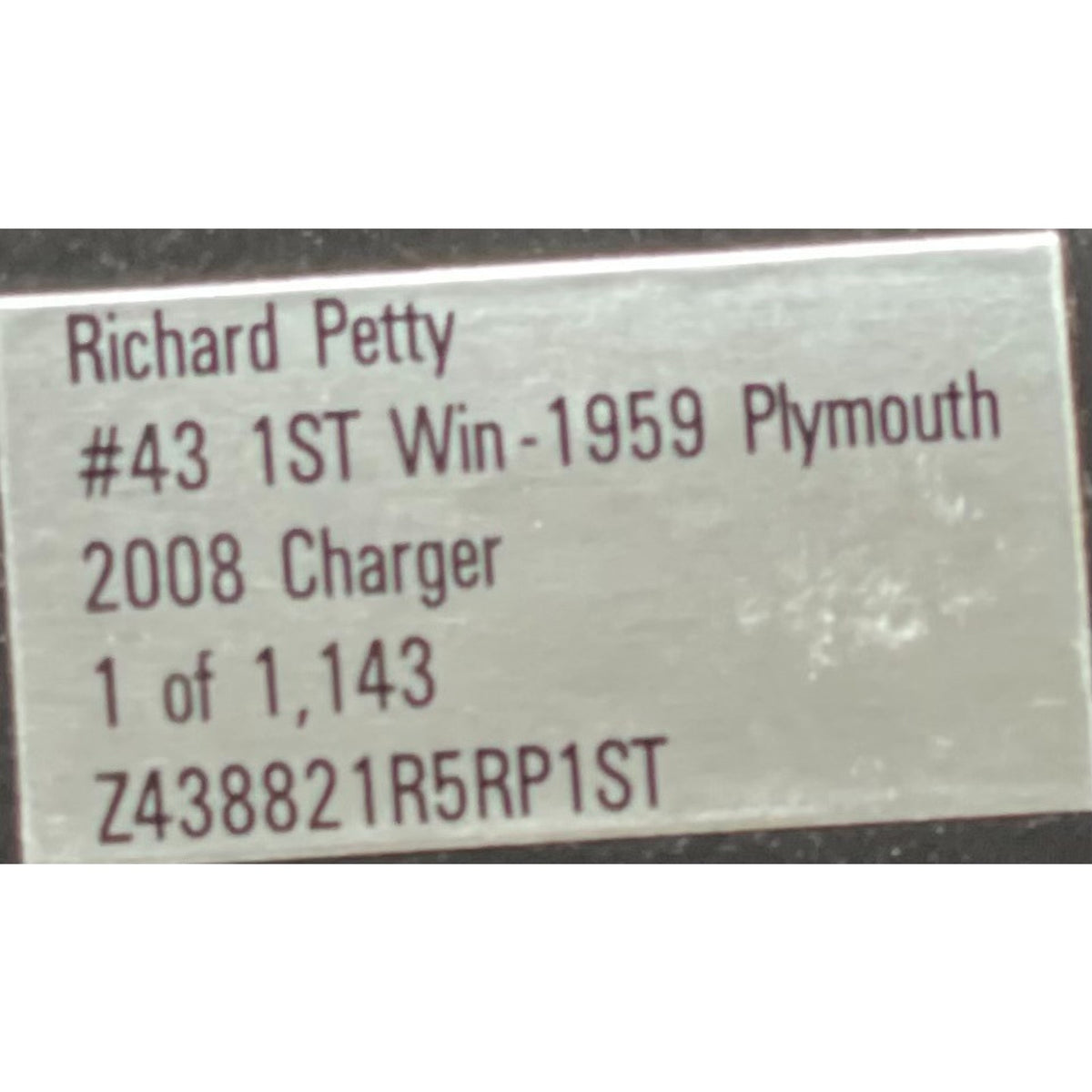 Richard Petty #43 1st Win 1959 Plymouth 2008 Charger 1:24 NASCAR 1/1143