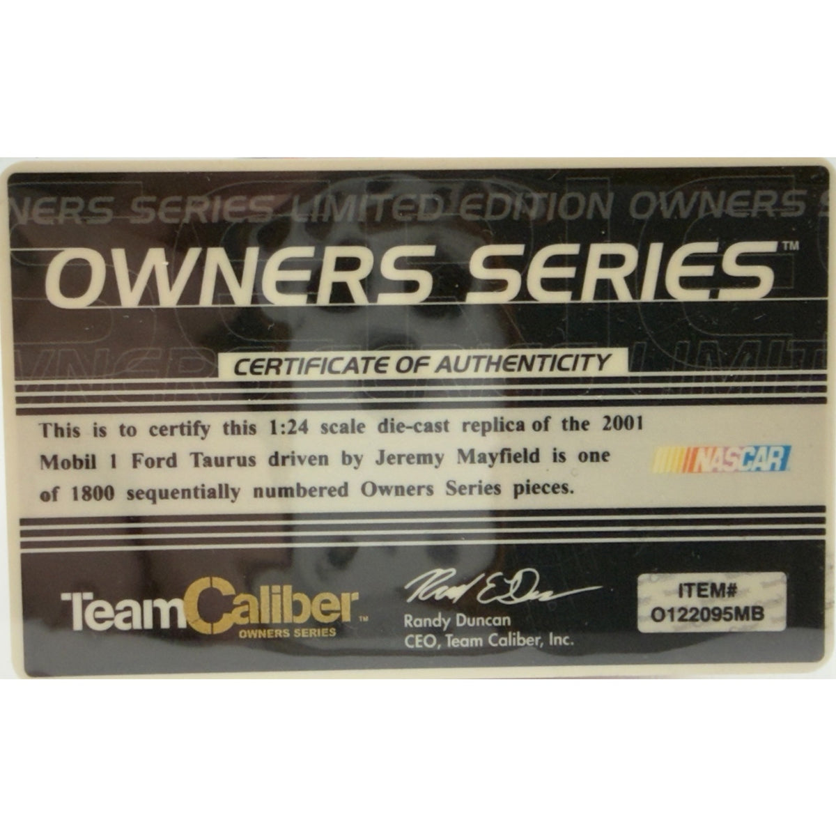 Jeremy Mayfield #12 Mobil 1 2001 Ford Taurus Team Caliber 1/1800 DIN 932