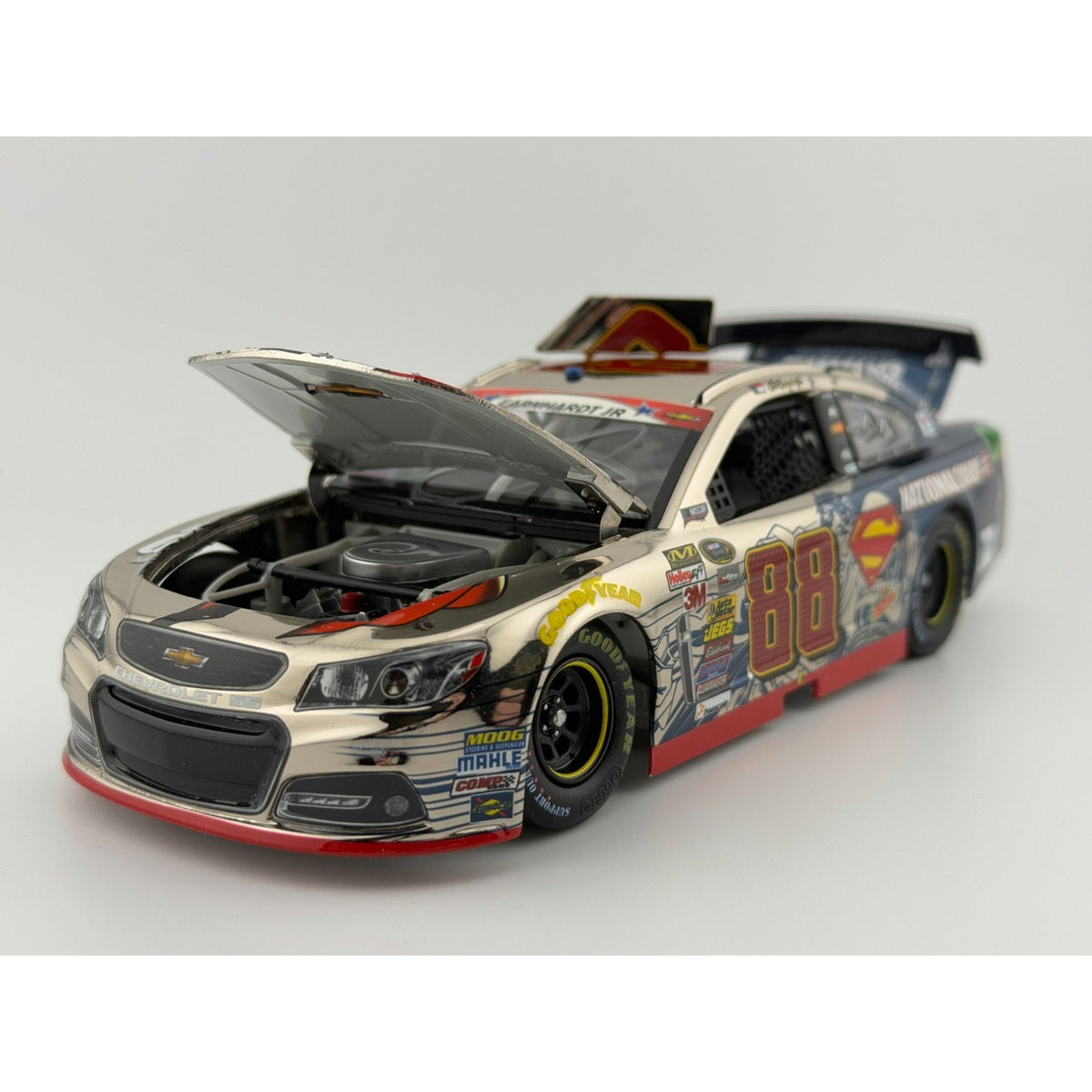3/4 Front Hood Open — Dale Earnhardt Jr. #88 National Guard Superman 2014 Chevrolet SS Chrome