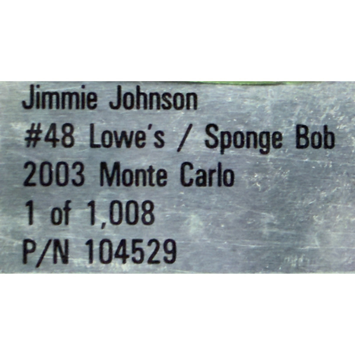 Jimmie Johnson #48 Lowe's SpongeBob 2003 Monte Carlo Color Chrome 1/1008 1:24