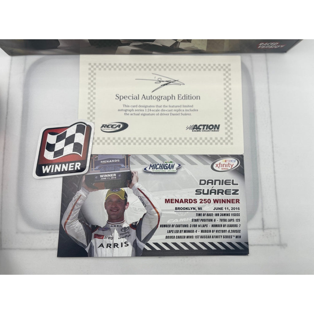 Daniel Suárez #19 ARRIS Michigan Win Autographed 2016 Camry 1 of 661