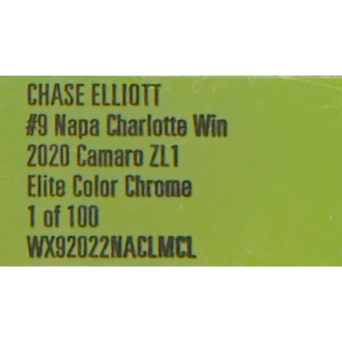 Chase Elliott #9 NAPA Charlotte Win 2020 ZL1 Elite Color Chrome 1/100 DIN 22