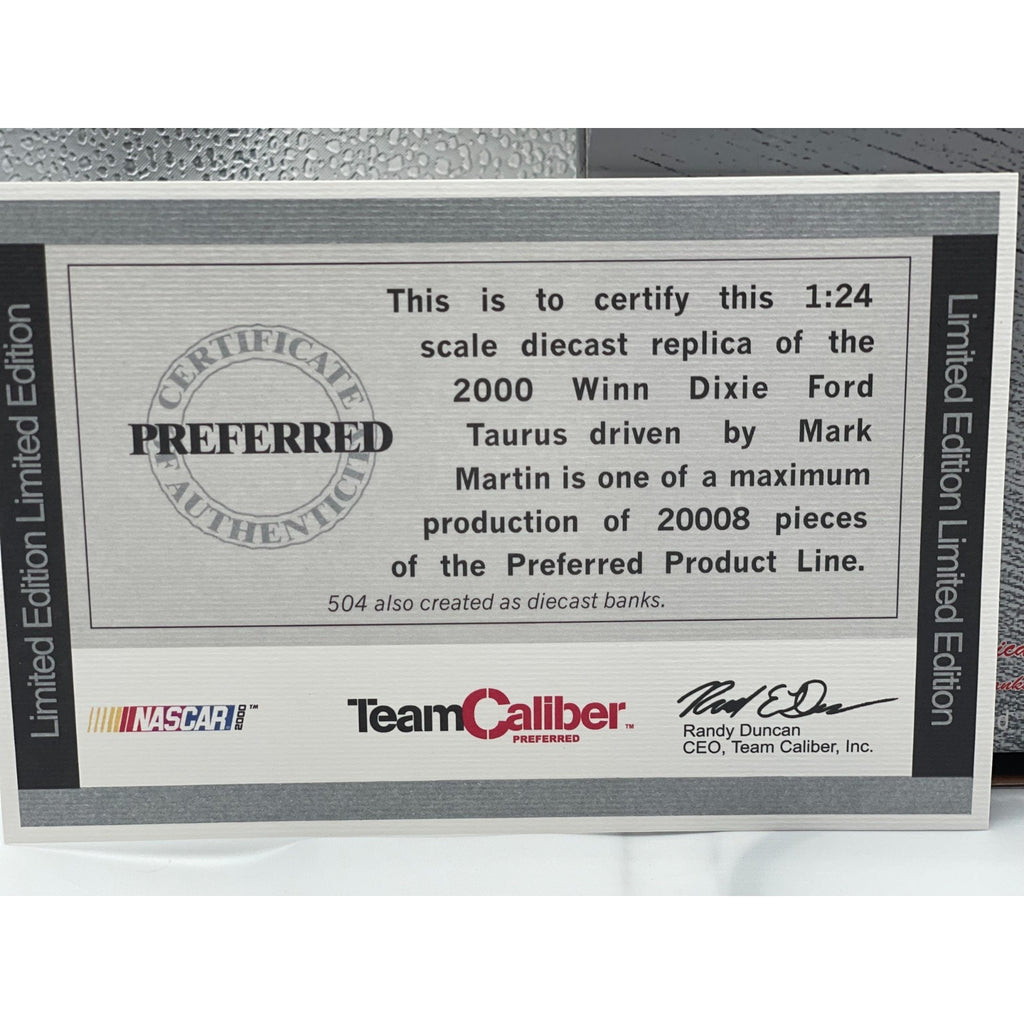 Mark Martin #60 Winn Dixie Preferred Team Caliber 2000 Ford Taurus 1 of 504