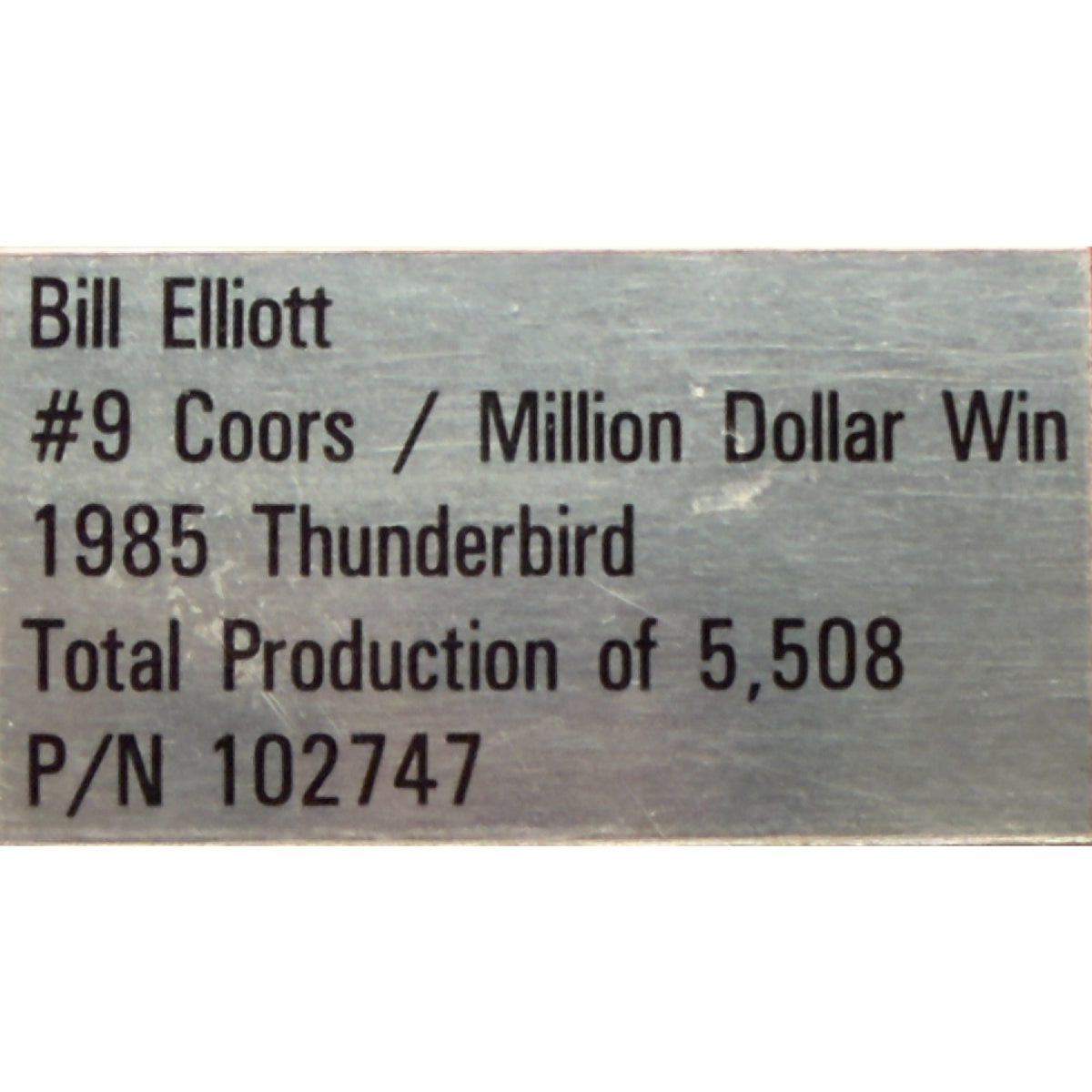 Bill Elliott #9 Coors Million Dollar Win 1985 Thunderbird 1 of 5508 Action