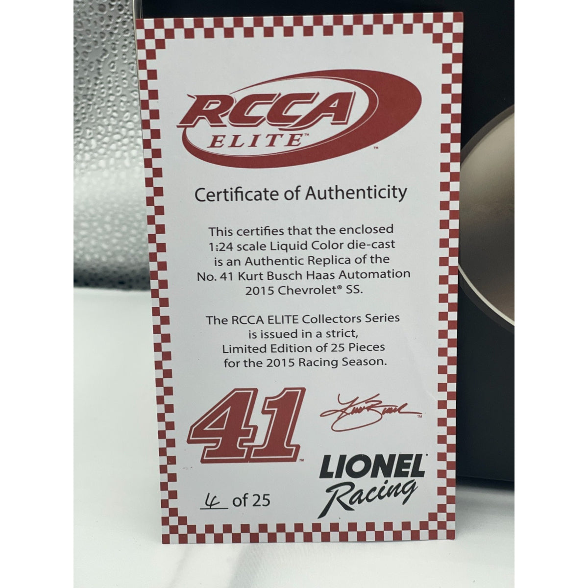 Kurt Busch #41 Haas Automation Autographed 2015 SS Liquid Color Elite 1 of 25
