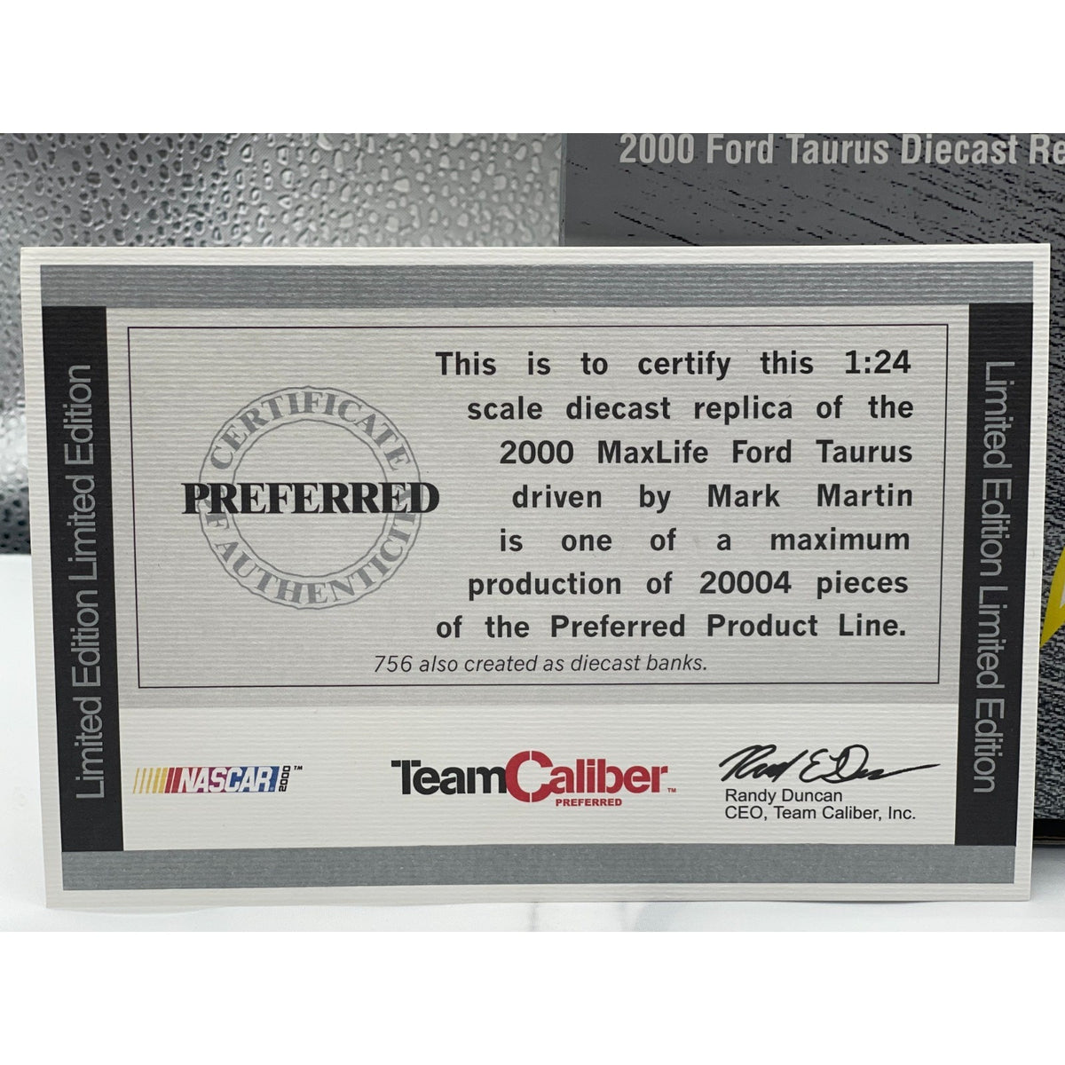 Mark Martin #6 Max Life Team Caliber Preferred 1 of 20004