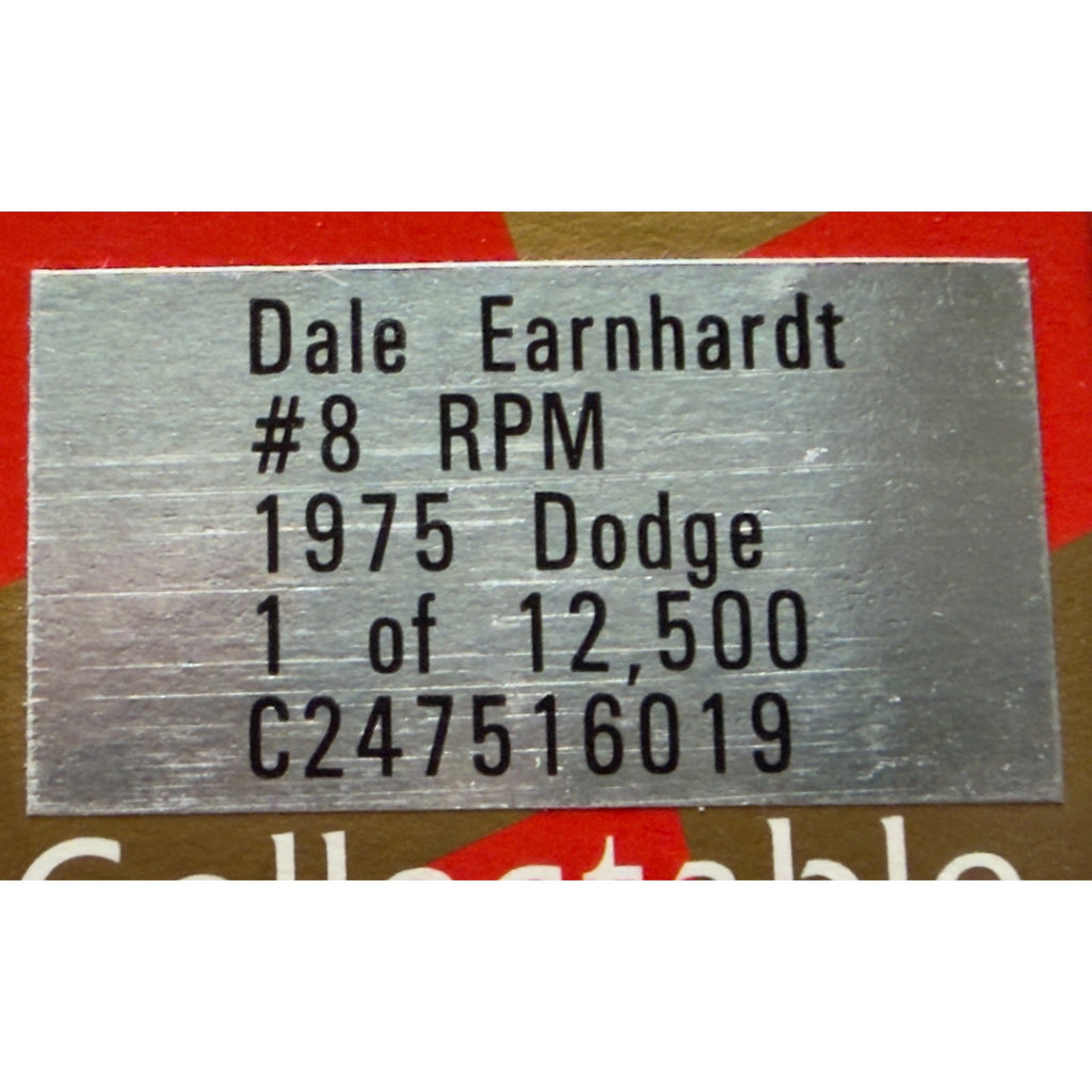 Dale Earnhardt #8 RPM 1975 Dodge Charger Clear Window Bank 1 of 12500