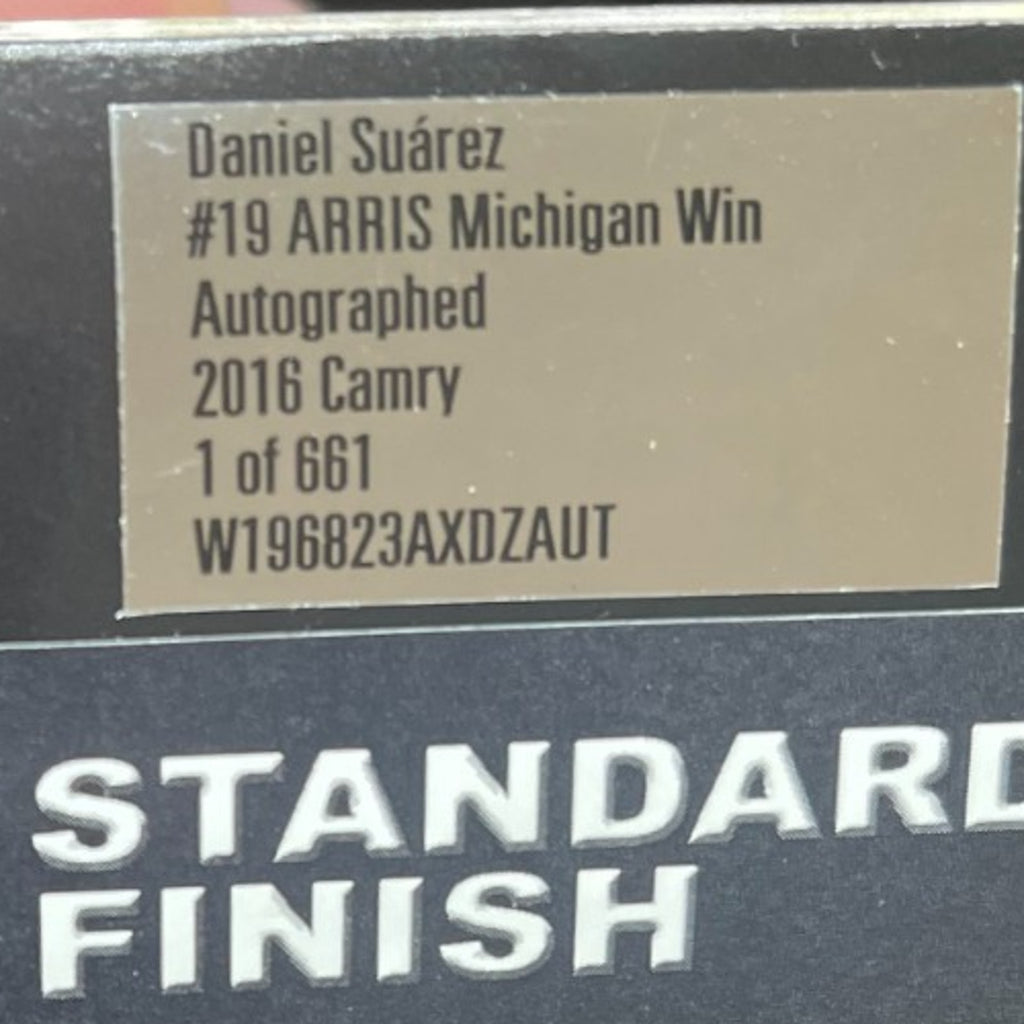 Daniel Suárez #19 ARRIS Michigan Win Autographed 2016 Camry 1 of 661