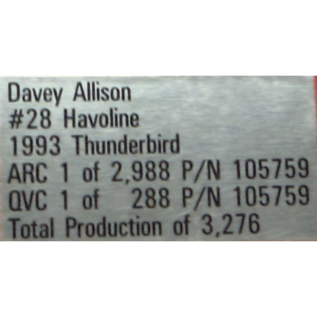 Davey Allison #28 Havoline 1993 Thunderbird Historical Series 1/3276 1:24