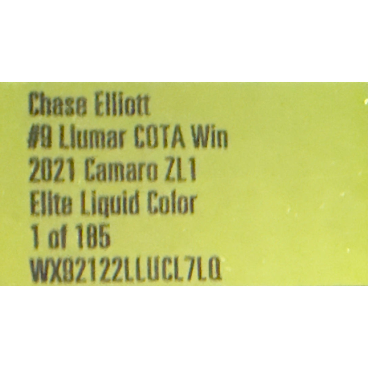 Chase Elliott #9 Llumar COTA Win 2021 Camaro Elite Liquid Color 1 of 185 DIN 154