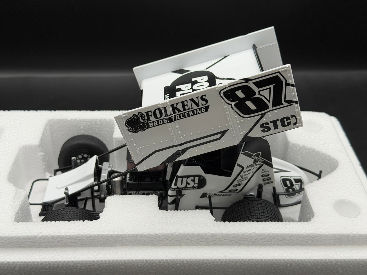 2026 Aaron Reutzel #87 PowerPlus Sprint Car White – ACME A1826009 – front three-quarter view