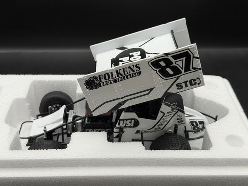 2026 Aaron Reutzel #87 PowerPlus Sprint Car White – ACME A1826009 – front three-quarter view
