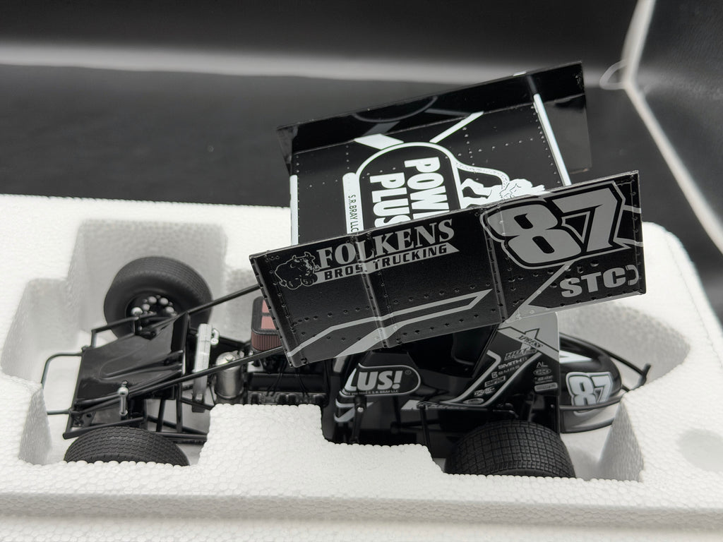 2026 Aaron Reutzel #87 PowerPlus Sprint Car Black – ACME A1826012 – front three-quarter view