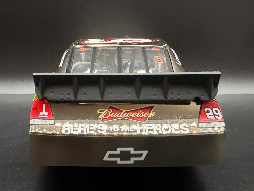 Kevin Harvick #29 Budweiser Military Tribute 2011 Impala RCCA Elite White Gold 1:24, rear view