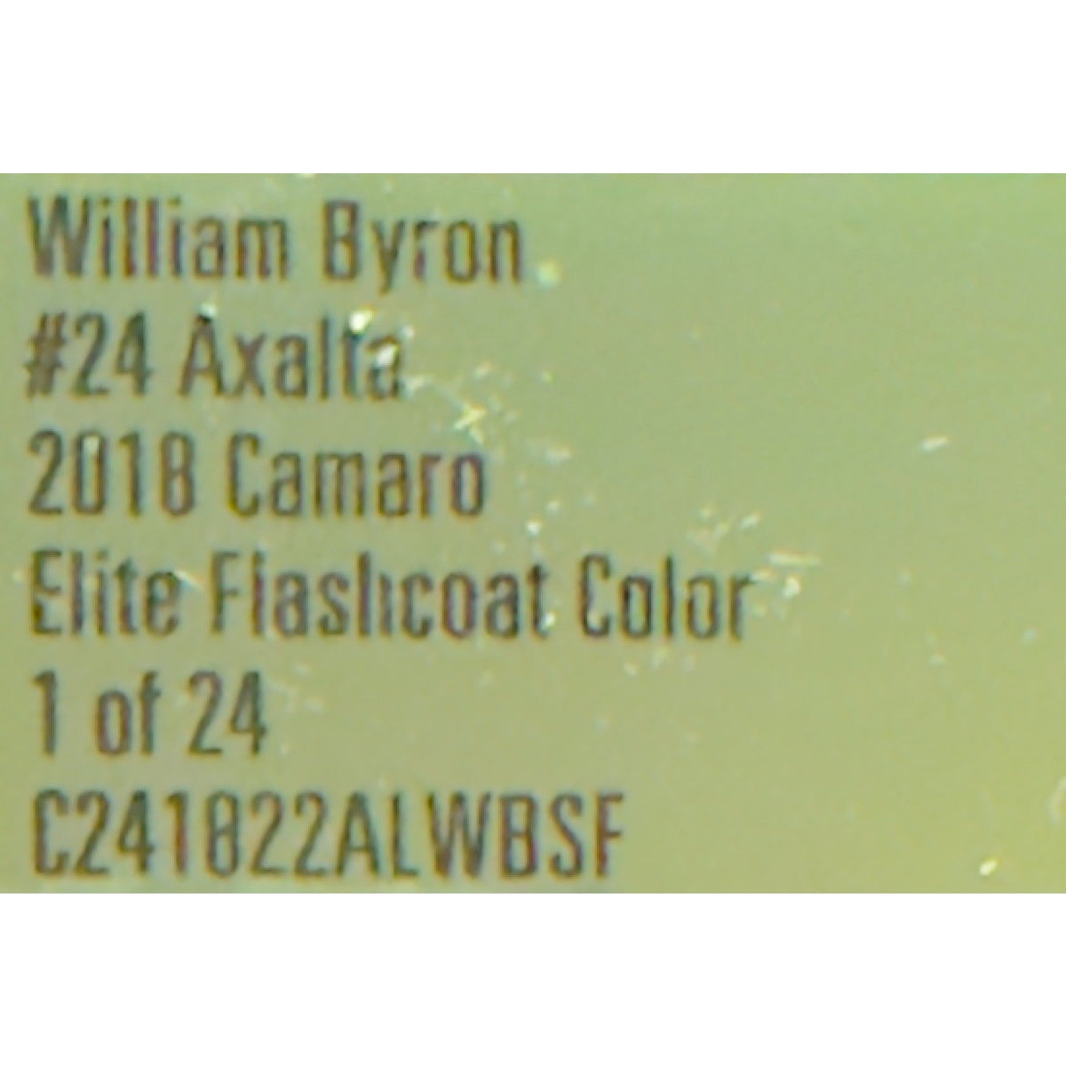 William Byron #24 Axalta 2018 Camaro ELITE Flashcoat Color 1:24 1/24 DIN 10