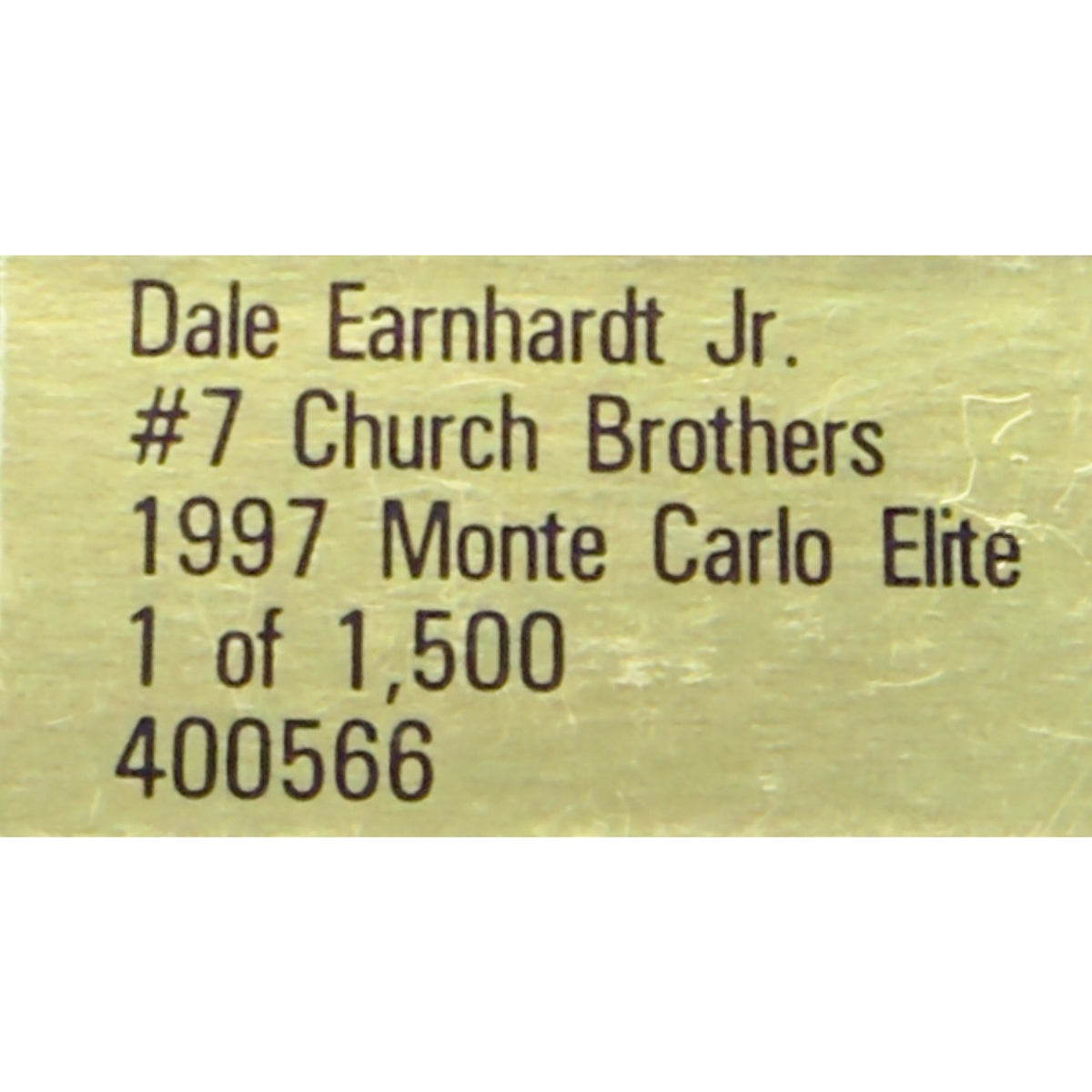 Dale Earnhardt Jr. #7 Church Brothers 1997 Monte Carlo Elite 1/1500 DIN 865 1:24