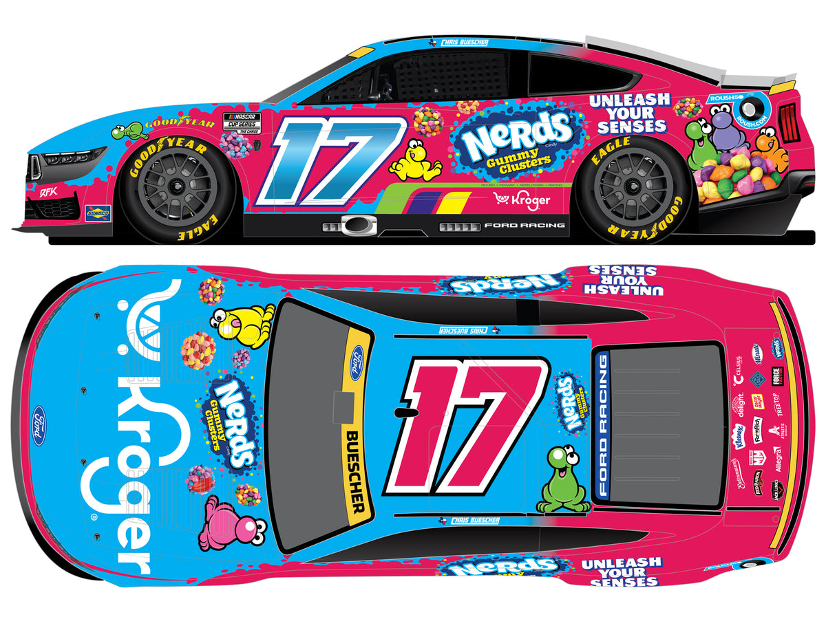 Chris Buescher #17 Kroger / Nerds Gummy Clusters 2026 Ford Mustang — representative original supplier artwork; final scale and finish may differ