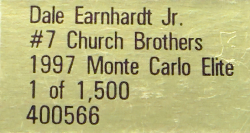 1997 Dale Earnhardt Jr. #7 Church Brothers Monte Carlo Elite 1:24 Diecast