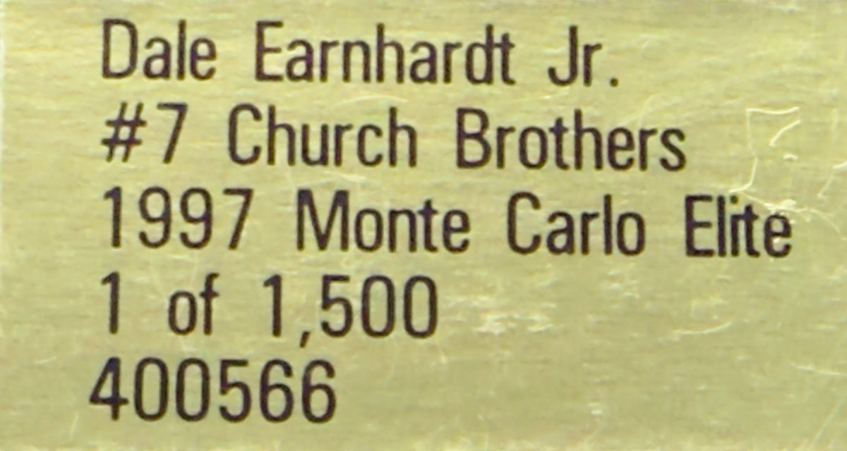 1997 Dale Earnhardt Jr. #7 Church Brothers Monte Carlo Elite 1:24 Diecast