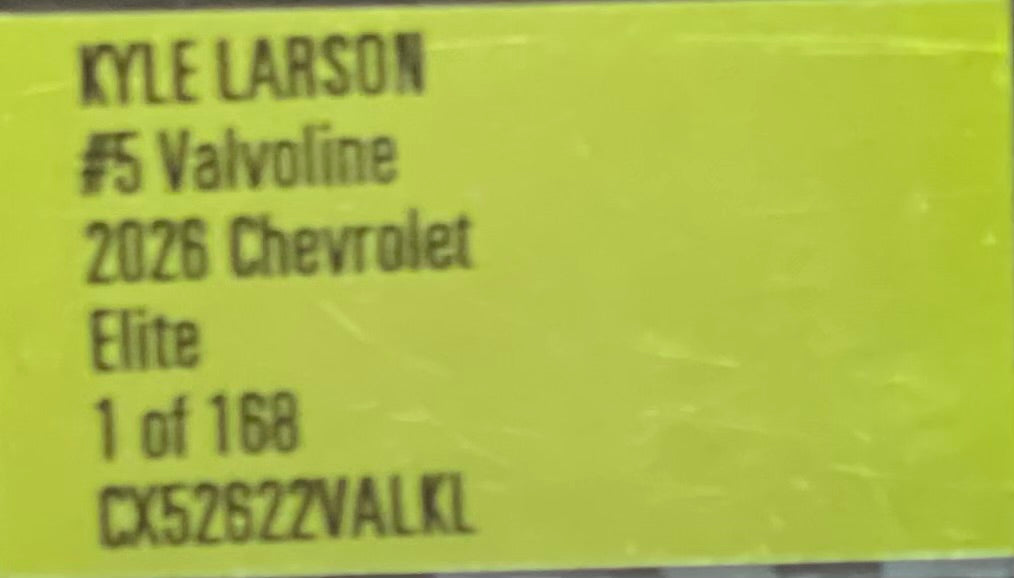 Kyle Larson #5 Valvoline 2026 Chevrolet ELITE 1 of 168 DIN 76