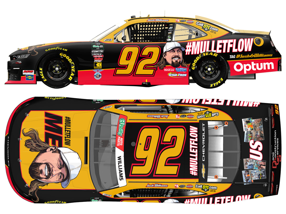 Josh Williams #92 MulletFlow 2026 Chevrolet — representative original supplier artwork; final scale and finish may differ