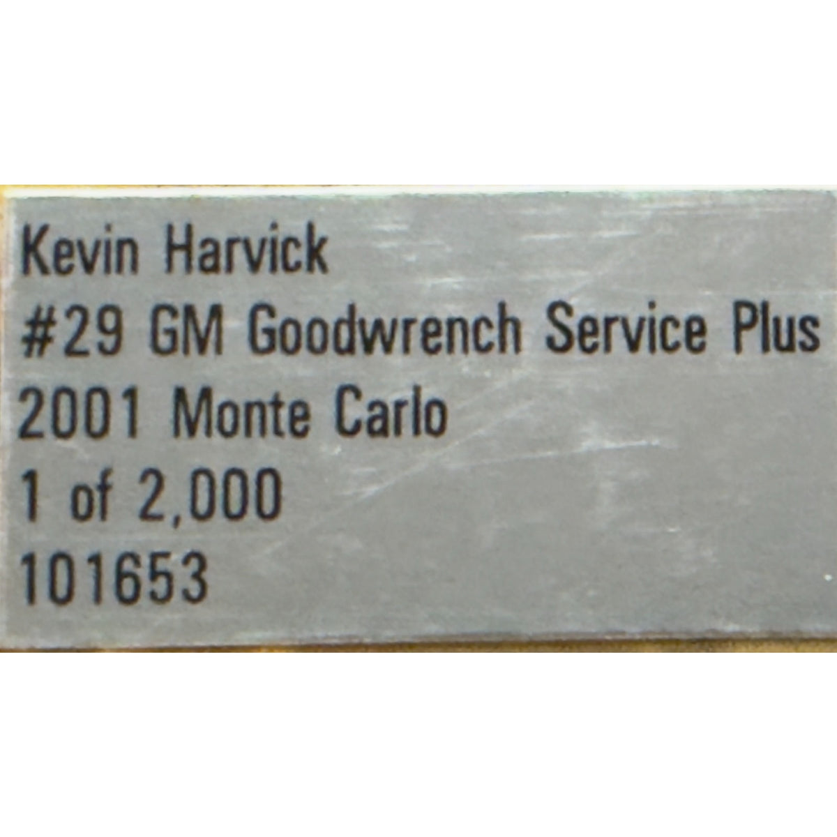 Kevin Harvick #29 GM Goodwrench 2001 Monte Carlo 24K Gold 1:24 1 of 2000