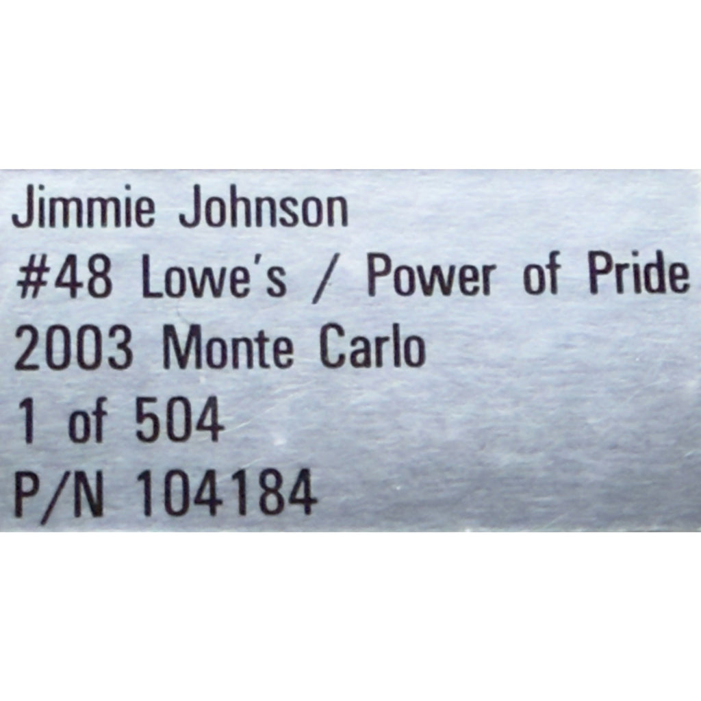 Jimmie Johnson #48 Power of Pride 2003 Monte Carlo 24K Gold 1/504 1:24
