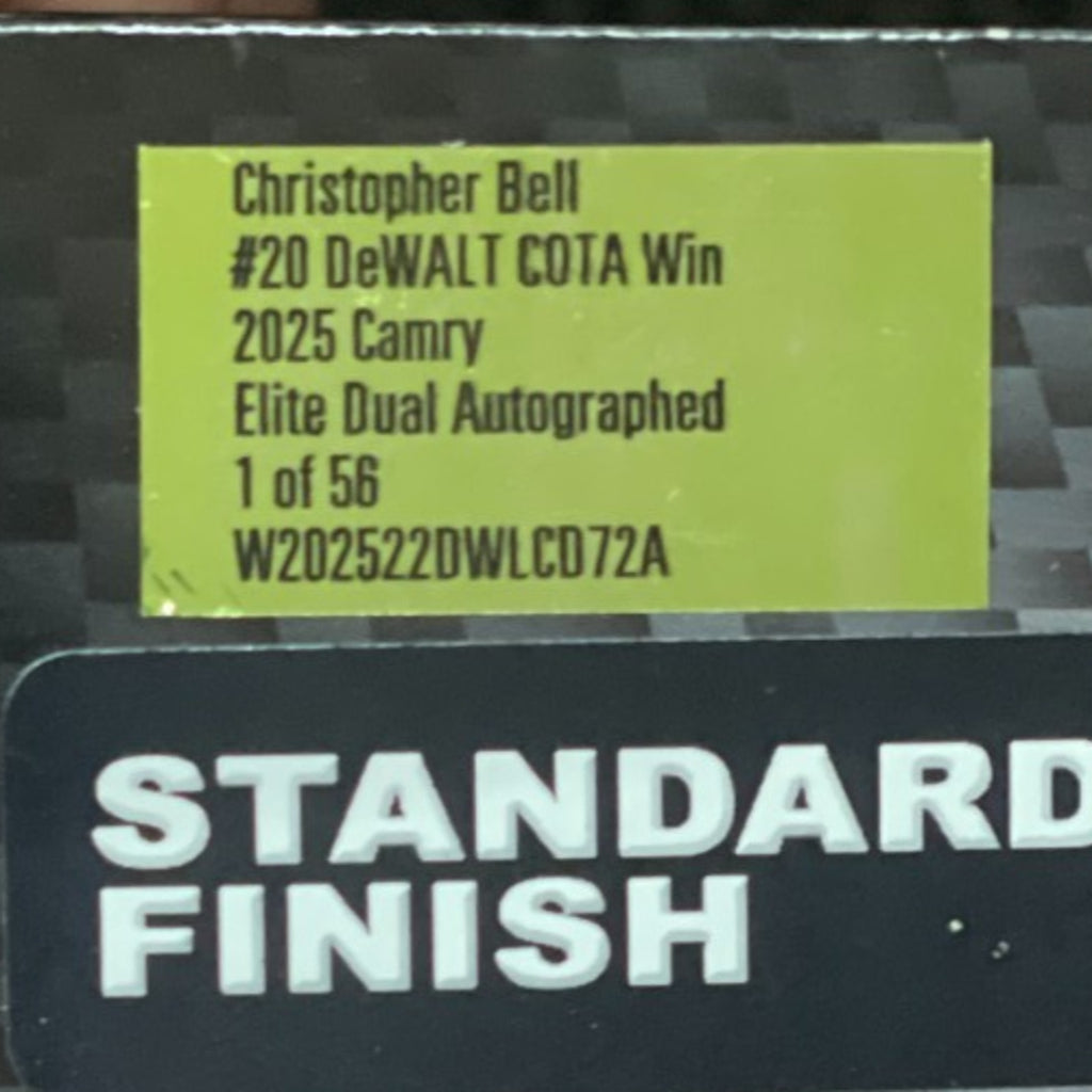 Christopher Bell 2025 COTA Win #20 DeWalt Camry ELITE Dual Auto 1:24 #/56 RARE