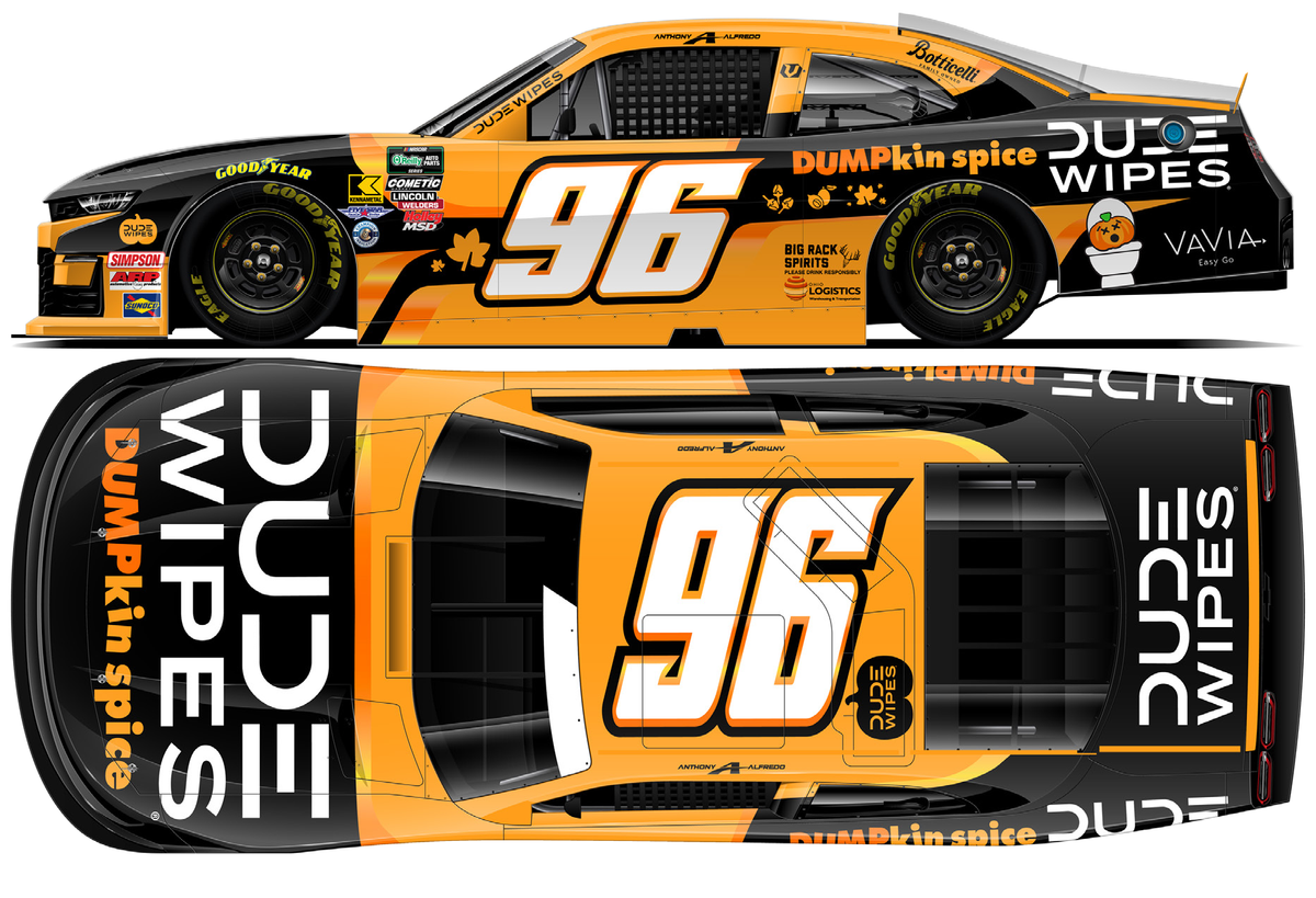 Anthony Alfredo #96 DUDE Wipes Dumpkin Spice 2026 representative supplier artwork