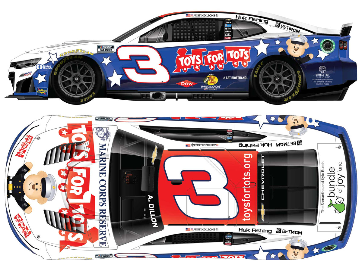 Austin Dillon No. 3 Toys for Tots 2026 Chevrolet diecast artwork