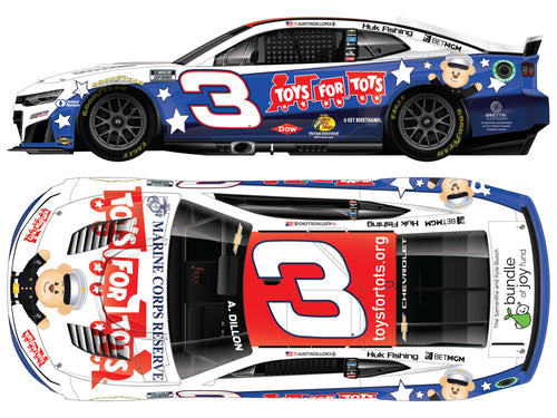 Austin Dillon No. 3 Toys for Tots 2026 Chevrolet diecast artwork