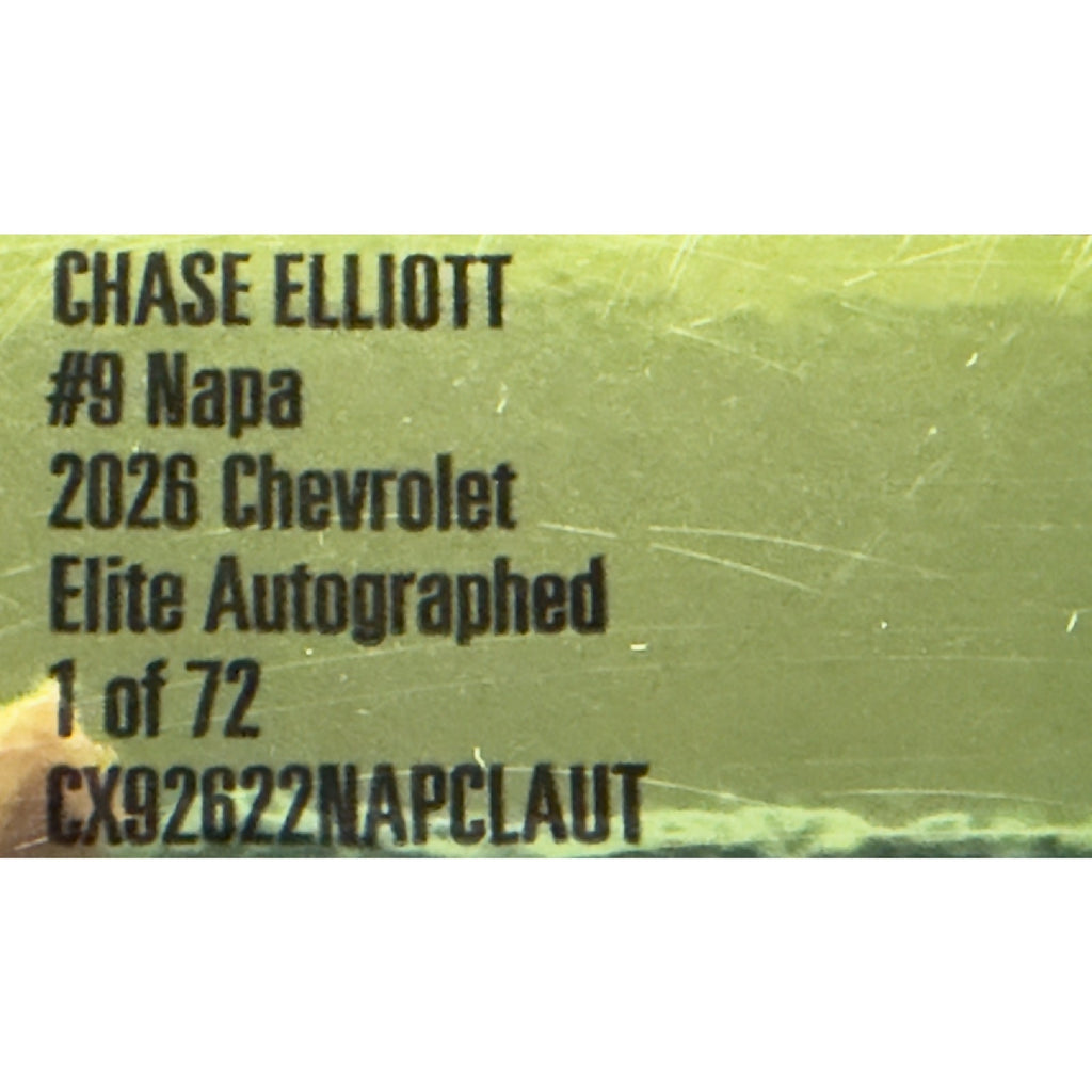 Chase Elliott #9 NAPA 2026 Chevrolet Camaro Elite Autographed 1 of 72 DIN 65