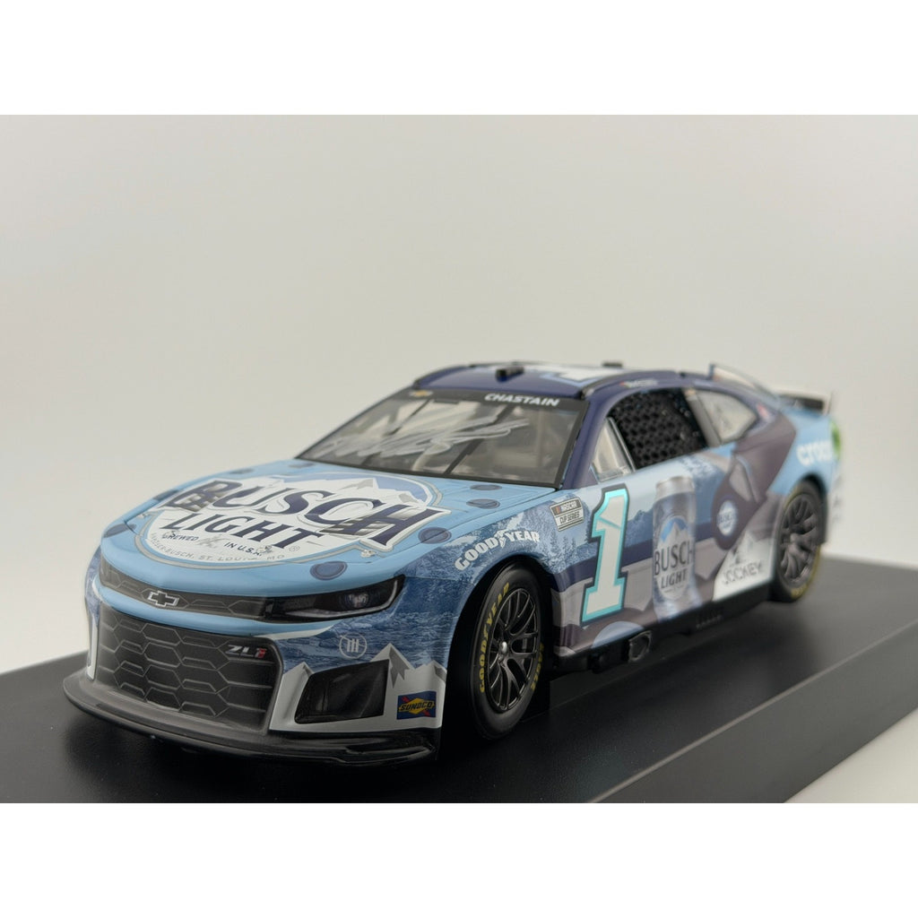 3/4 Front Hero — Ross Chastain #1 Busch Light Crocs 2024 Camaro Autographed 1/72 DIN 35