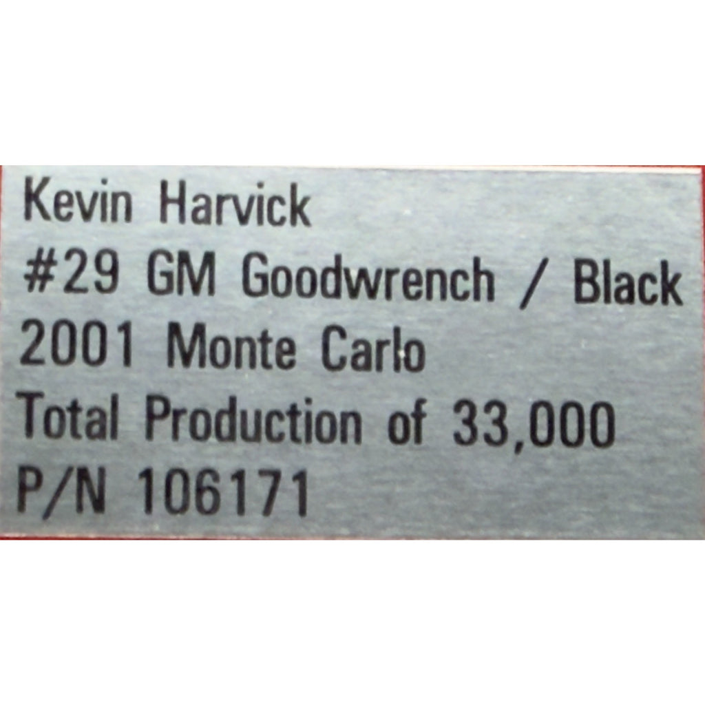 Kevin Harvick #29 GM Goodwrench Black 2001 Monte Carlo Action 1/33000 1:24