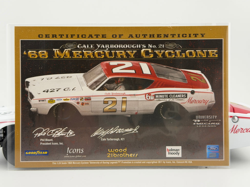 Cale Yarborough #21 60 Minute Cleaners 1968 Mercury Cyclone University of Racing Legends 1:24 - photo 10