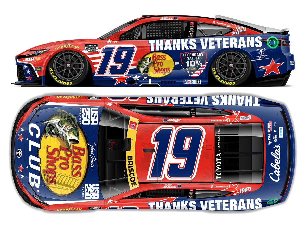 Chase Briscoe No. 19 Bass Pro Shops Thanks Veterans 2026 Toyota Camry XSE 1:24 ELITE diecast