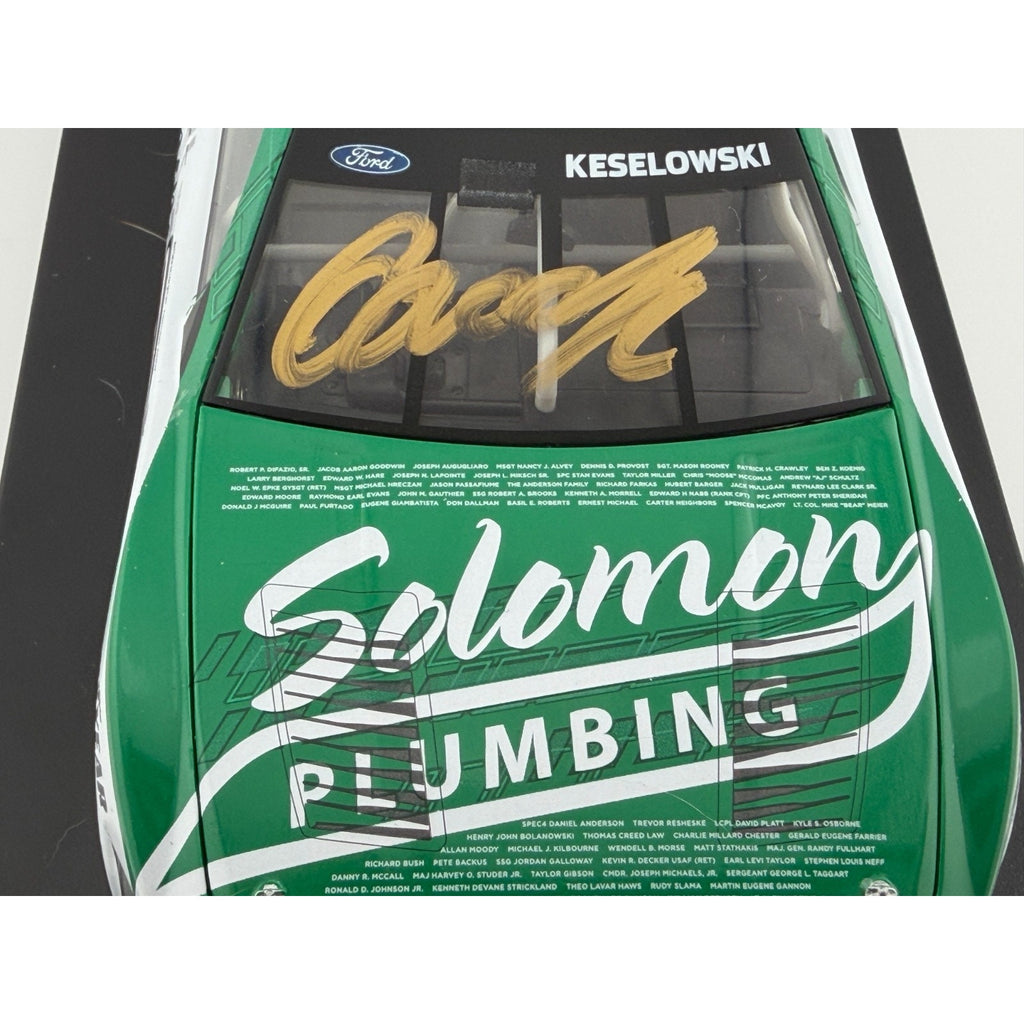 Brad Keselowski #6 Solomon Plumbing Veterans 2024 Mustang Autographed 1/144 DIN 76