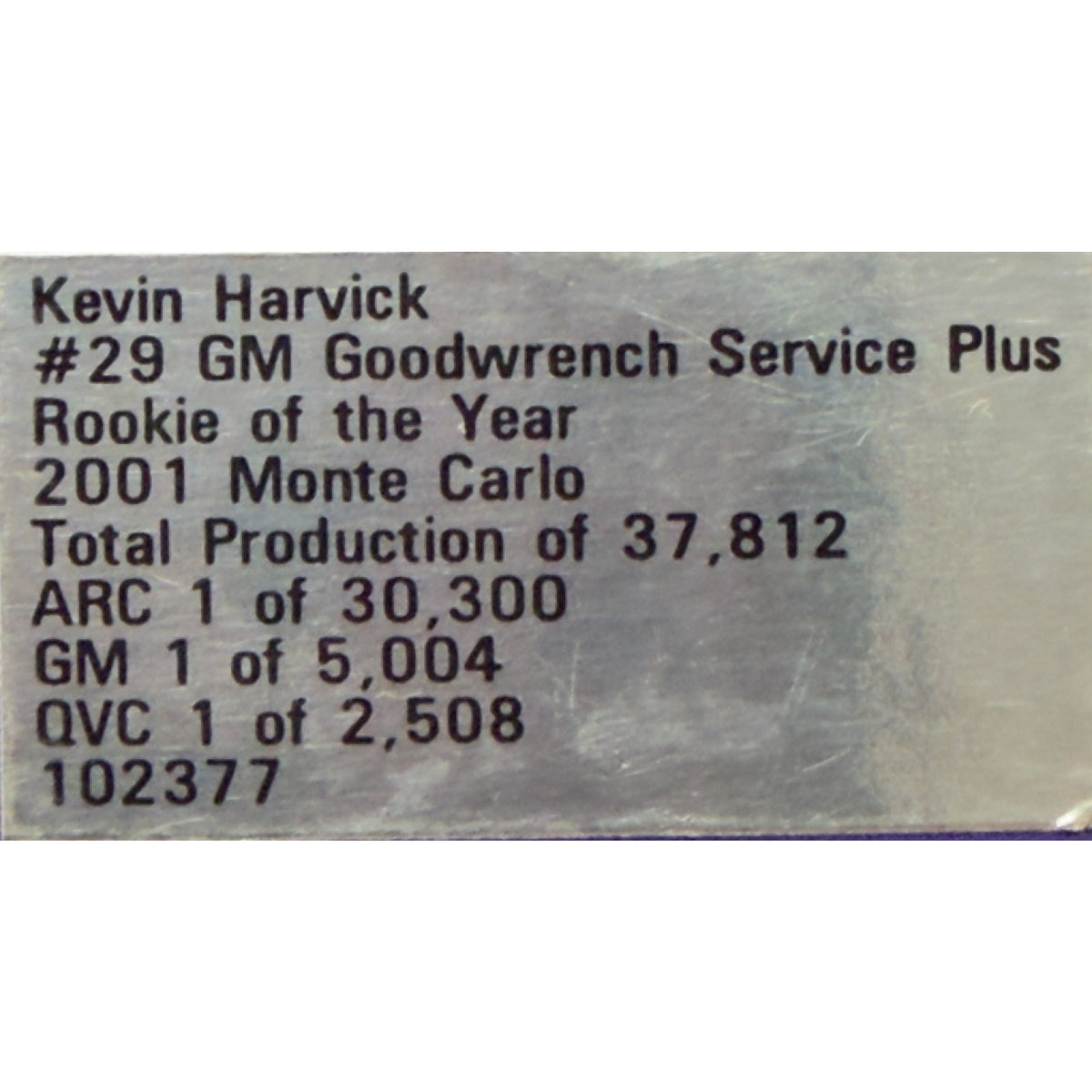 Kevin Harvick #29 GM Goodwrench Rookie of the Year 2001 Monte Carlo 1/37812