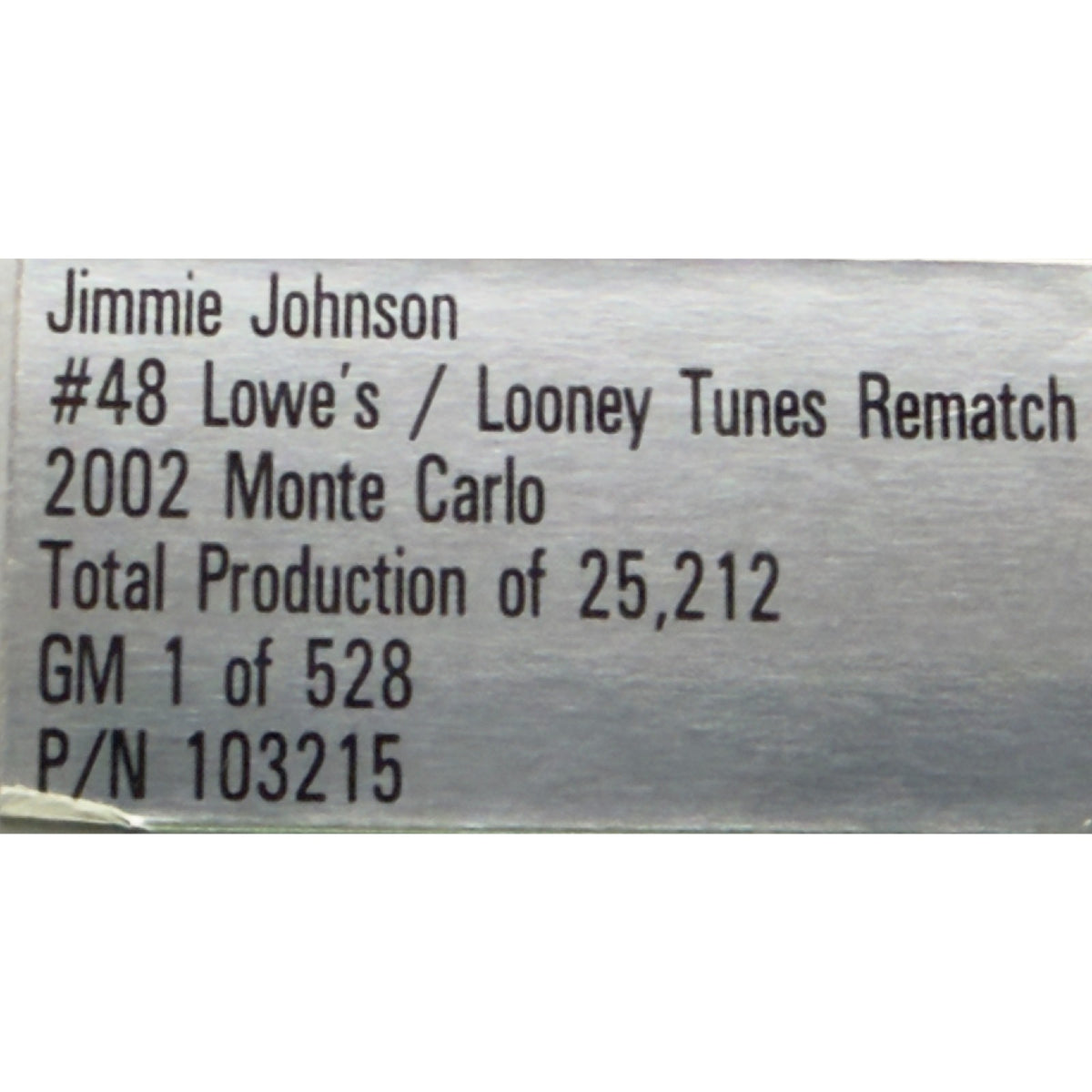 Jimmie Johnson #48 Lowe's Looney Tunes Rematch 2002 Monte Carlo 1/25212 1:24