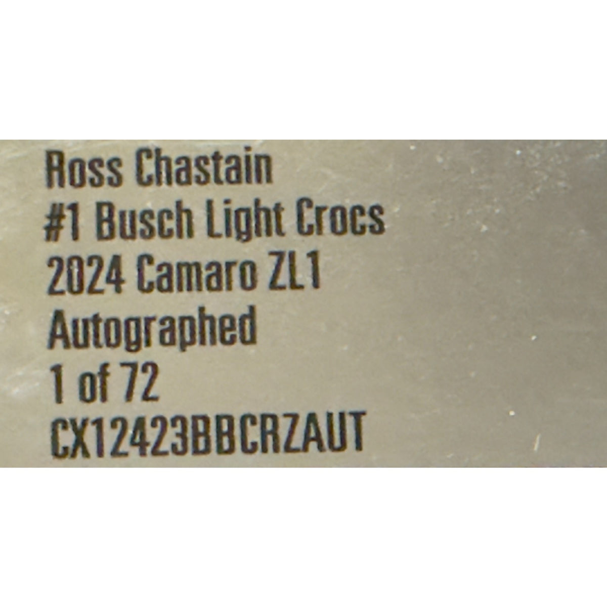 Ross Chastain #1 Busch Light Crocs 2024 Camaro Autographed 1/72 DIN 35