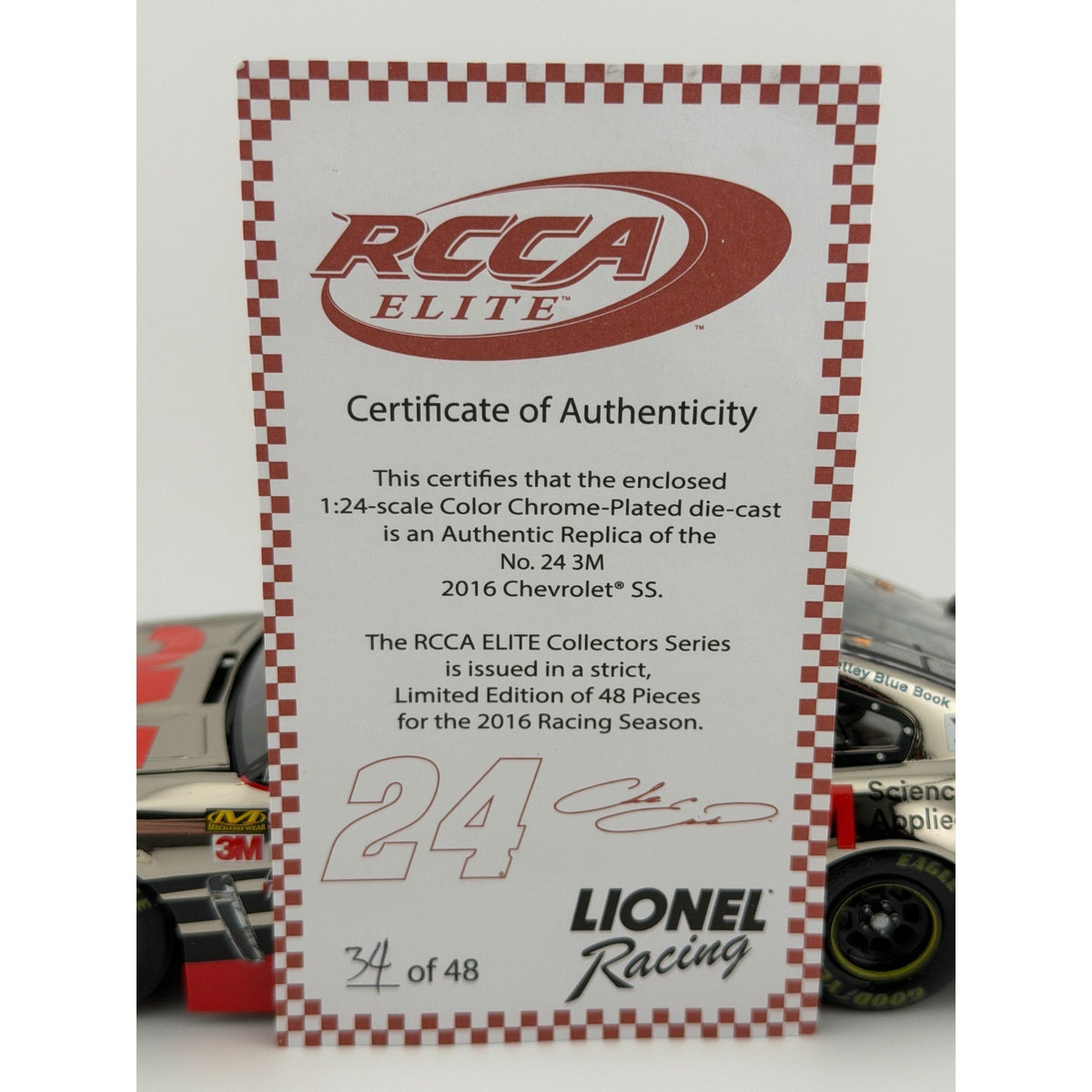 Chase Elliott #24 3M 2016 SS Elite Color Chrome 1 of 48 DIN 34 Rookie 1:24