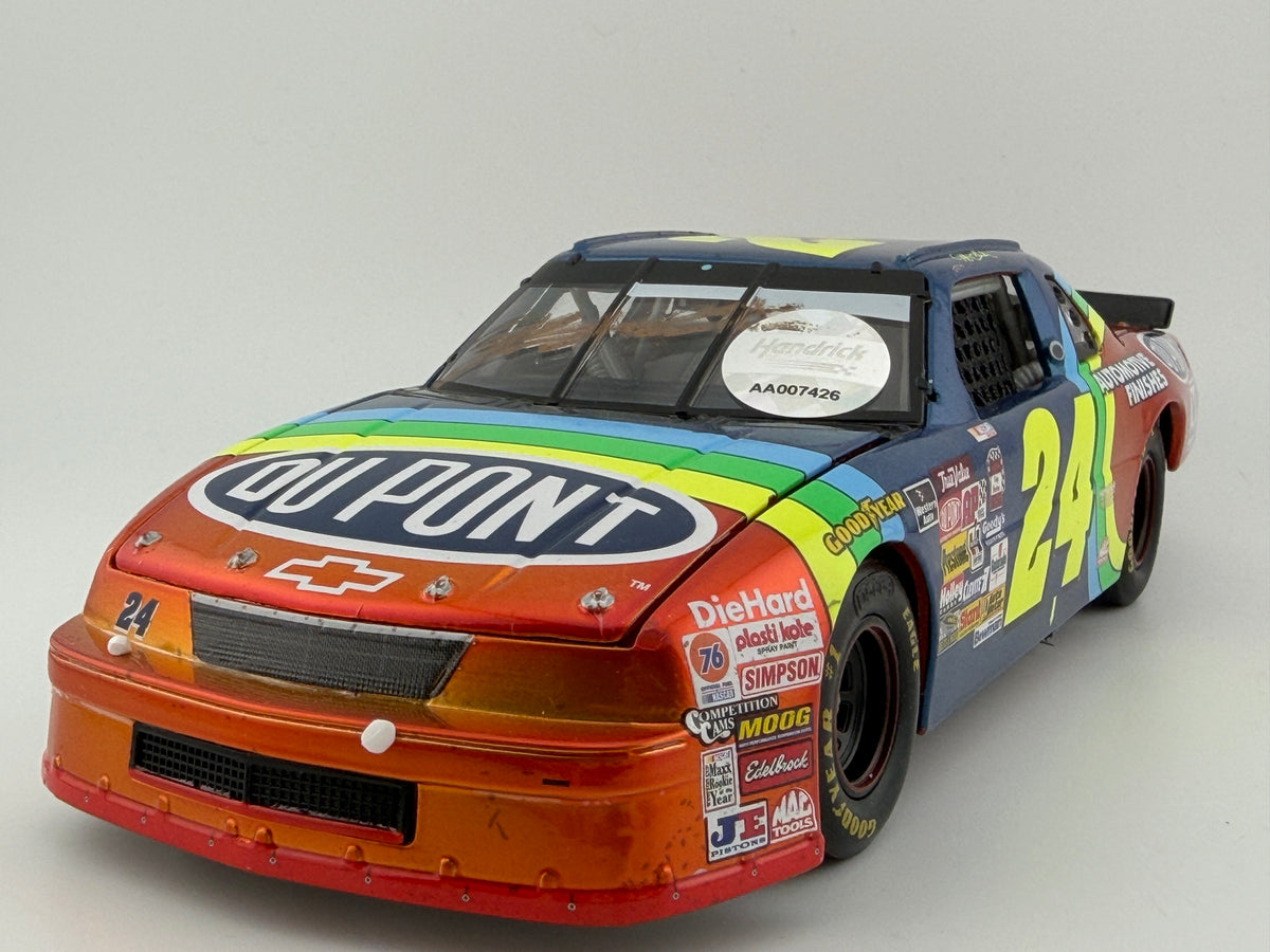 Jeff Gordon #24 DuPont 1994 Coca-Cola 600 Win Candy Finish dual autographed Jeff Gordon Rick Hendrick 1:24 1 of 96 DIN 40 - front 3/4 hero view