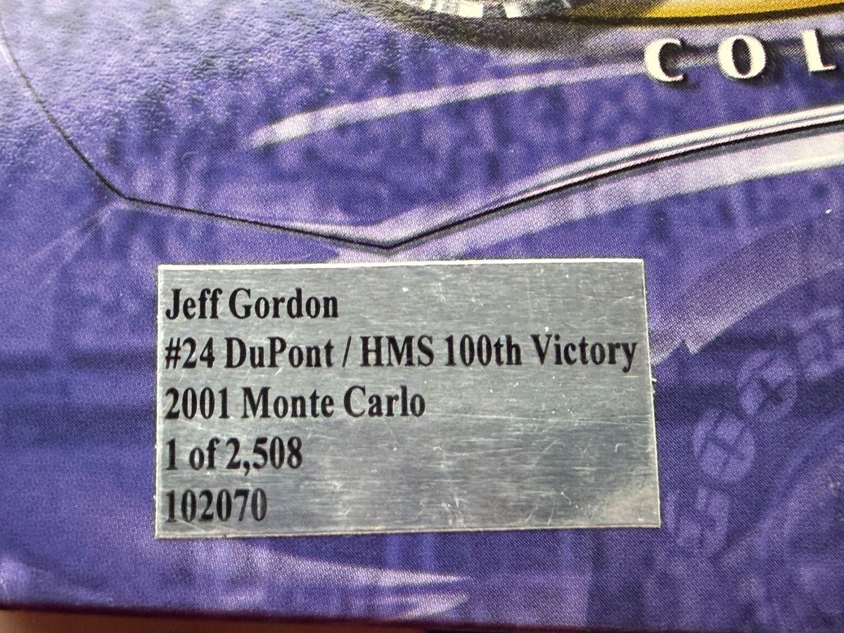 Jeff Gordon #24 DuPont 2001 HMS 100th Victory Color Chrome 1:24 box label