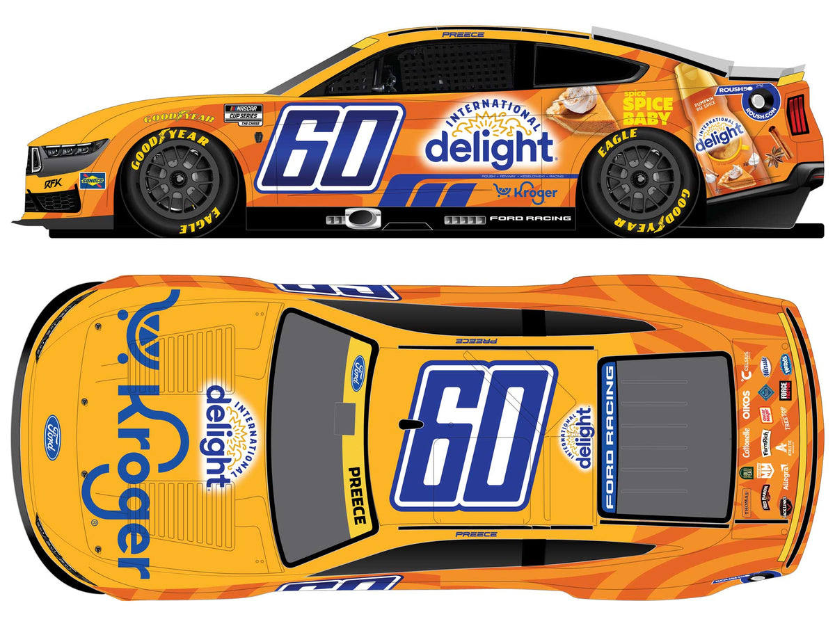 Ryan Preece No. 60 Kroger International Delight Pumpkin Spice 2026 Ford Mustang diecast artwork