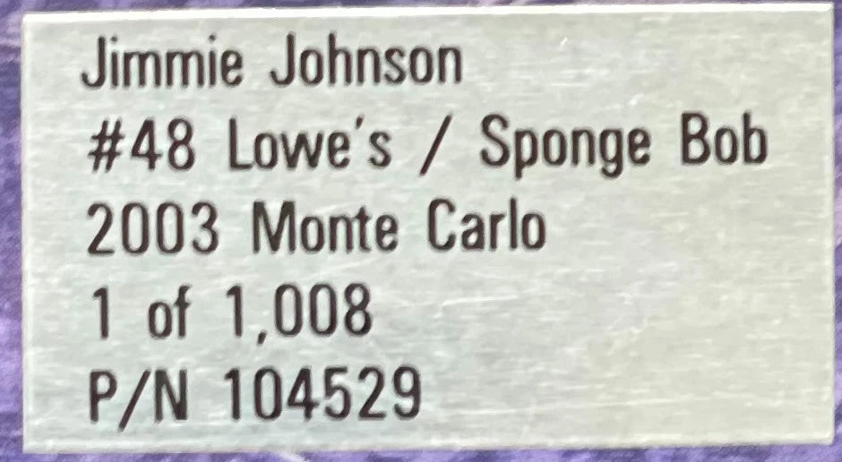 Jimmie Johnson #48 Lowe's SpongeBob 2003 Monte Carlo Color Chrome 1/1008 - original photograph 10