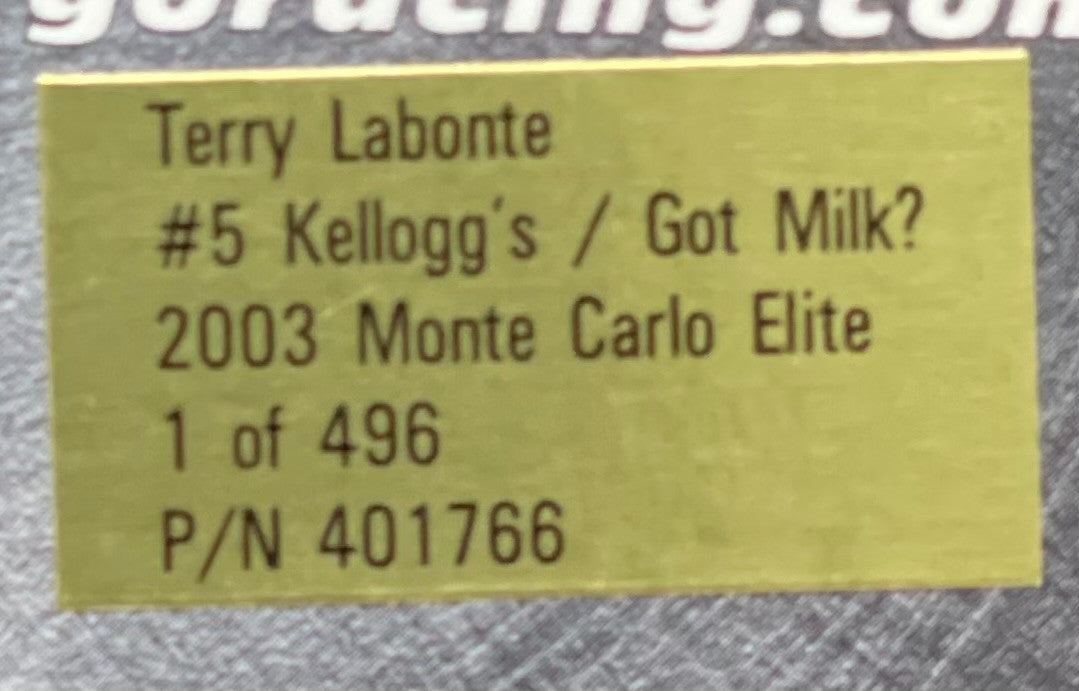 Terry Labonte #5 Kellogg's / Got Milk? 2003 Monte Carlo ELITE 1:24 1/496 DIN 388