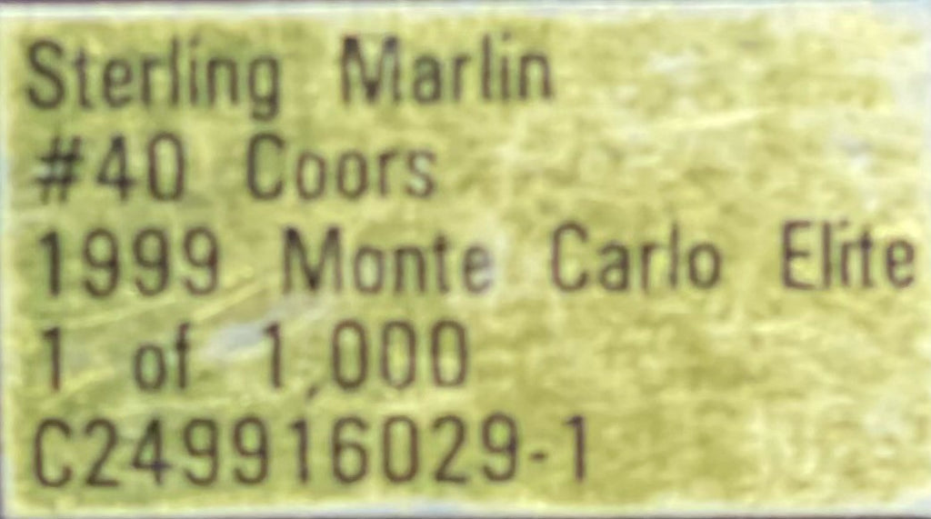 Sterling Marlin #40 Coors 1999 Monte Carlo ELITE 1:24 NASCAR Diecast 1 of 1000
