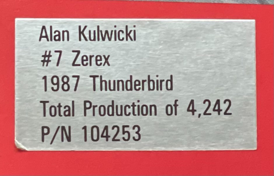 Alan Kulwicki #7 Zerex 1987 Thunderbird 1:24 NASCAR Diecast 1/4242