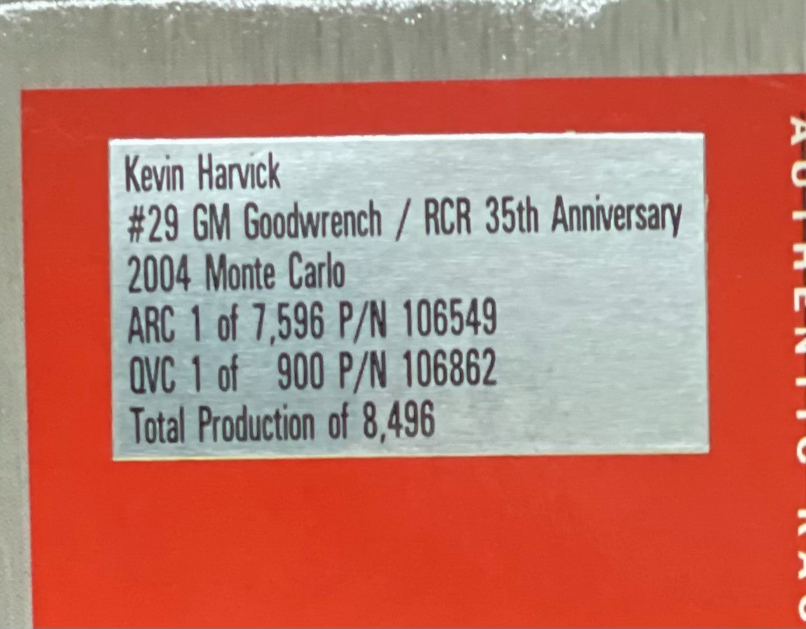 Kevin Harvick #29 GM Goodwrench 2004 Monte Carlo RCR 35th Anniv 1:24 NASCAR